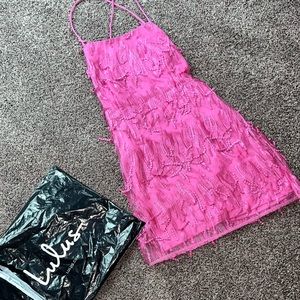 Lulus Hot Pink Fringe Dress